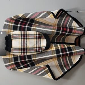 Nicole Miller NWT Plaid Knit Poncho with Matching Dog Sweater